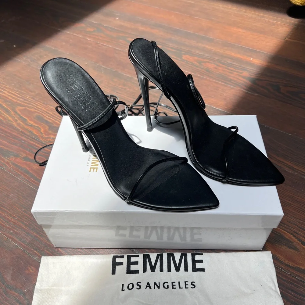 FEMME Los Angeles Luce Minimale - Black Strappy High Heel Sandals